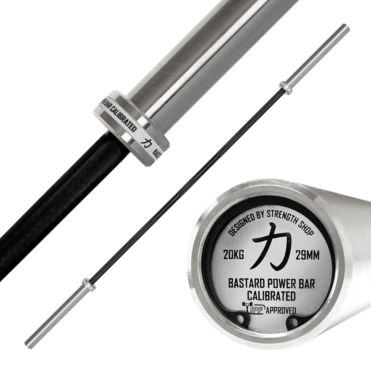 Kalibrierte 20kg Bastard Power Bar - Schwarzer Hantelschaft, IPF Zertifiziert 3 Kalibrierte 20kg Bastard Power Bar - Schwarzer Hantelschaft, IPF Zertifiziert