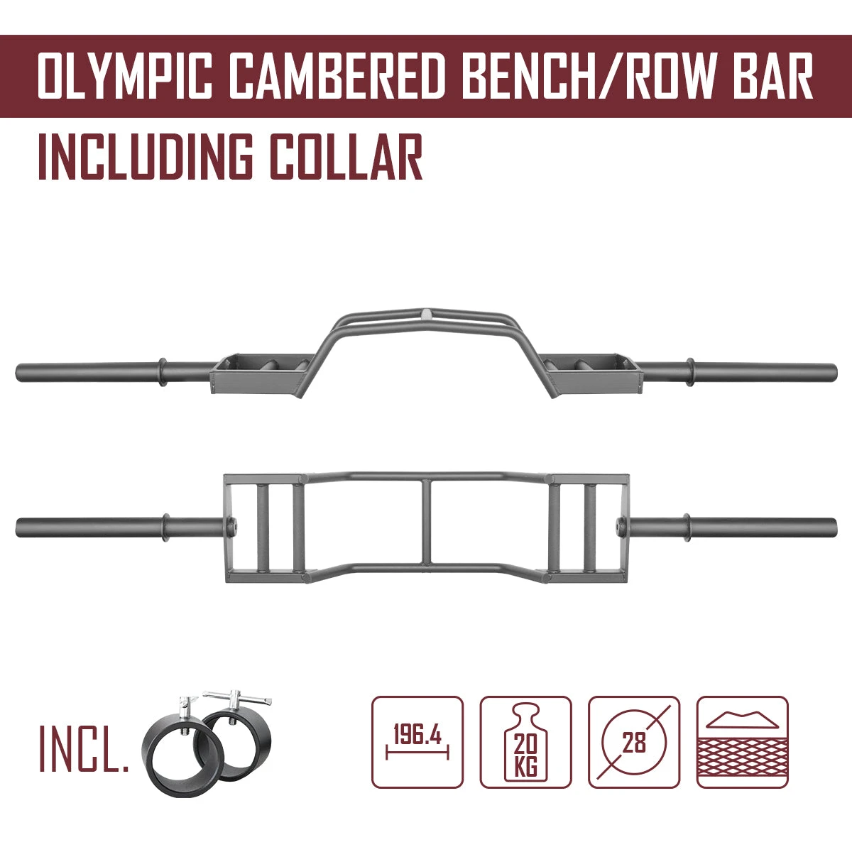 Olympic Cambered Bench/Row Bar, 20 Kg 4 Olympic Cambered Bench/Row Bar, 20 Kg – Bild 2