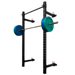 Riot Wandmontiertes Faltbares Rack - 2,32m Hoch, Schwarz -Gym Verkauf SKUWALL SQUAT STAND2