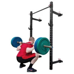 Riot Wandmontiertes Faltbares Rack - 2,32m Hoch, Schwarz -Gym Verkauf SKUWALL SQUAT STAND6