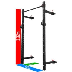 Riot Wandmontiertes Faltbares Rack - 2,32m Hoch, Schwarz -Gym Verkauf SKUWALL SQUAT STAND7