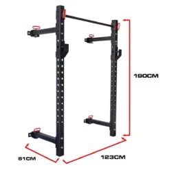 Riot Garage Wandmontiertes Faltbares Rack - 1,9m Hoch, Schwarz -Gym Verkauf wall mounted garage squat stands measurements 2